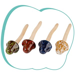 8Pcs Ceramic Garden Mushrooms Figurine Decorative Plants Stakes Accessories Lawn Ornaments Statue for Outdoor (Random Color) (Blooming-1)