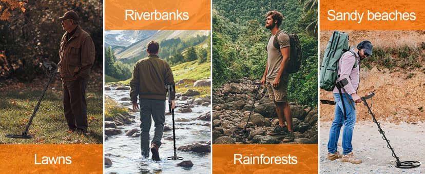 OMMO Metal Detector for Adults & Kids, 10" IP68 Waterproof Gold Detector with 6 Modes, Adjustable Stem & Headphones - 1800mAh USB C Rechargeable for Beach, Parks & Underwater Treasure Hunting