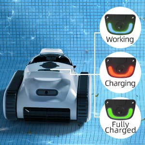 Cordless Pool Vacuum for Inground Pools, Automatic Robotic Pool Cleaner with Wall and Waterline Cleaning, Gray