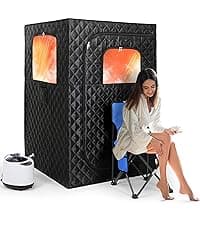 Upgraded Version Portable Sauna for Home Full Body Personal Sauna Steam Sauna Tent at Home Spa with 2.6L 1000W Steam Generator, 90 Minute Timer, Foldable Chair, Remote Control, Sauna Box(Black)