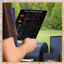 Meat Temperature Magnet & BBQ Smoker Guide - Pellet Grill Accessories - Wood, Time, & Temp - Grilling Gifts for Men