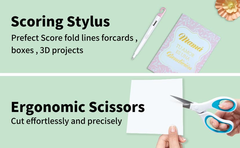 Sooez Weeding Tools for Vinyl, 6PCS Basic Tools Set for Cricut, Precision Craft Vinyl Tool Kit, Scoring Stylus/Weeder/, Scraper/Spatula/Tweezers/Scissors for Vinyl,Paper & Iron-on Projects,Mint Green