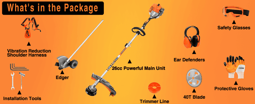 PROYAMA 26cc Weed Eater/Wacker Gas Powered, 2-Cycle Gas String Trimmer/Edger, 3 in 1 Brush Cutter with 17’’ Cutting Path, Grass Trimmer Light Weight