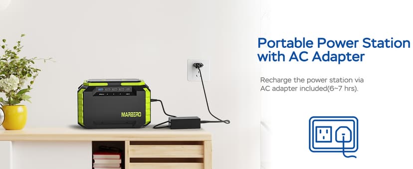 MARBERO 200W Solar Generator 222Wh Portable Power Station with Solar Panel 40W Included 60000mAh Power Supply with AC Outlet 100V 300W Max for Camping Emergency Home Backup