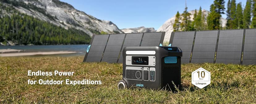 Anker SOLIX F2000 Solar Generator, 2048Wh Portable Power Station with LiFePO4 Batteries and 400W Solar Panel, GaNPrime Technology, 4 AC Outlets Up to 2400W for Home, Power Outages, Camping, and RVs