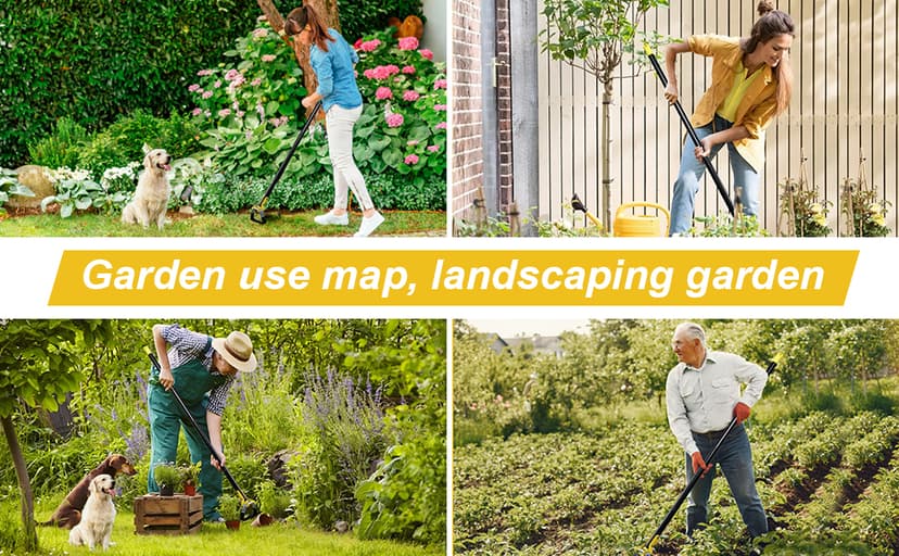 Ihomepark Adjustable Heavy-Duty Long-Handle Garden Hoe: Black Scuffle Hula Hoe for Efficient Weeding and Gardening, 30-42 Inch Loop Stirrup Design (3.5 FT)