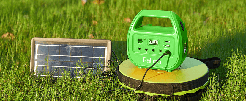 Portable Power Station with Solar Panels Included, Solar Generator with 3 LED Bulbs, USB Ports for Camping, Fishing, Emergency, Home Blackout