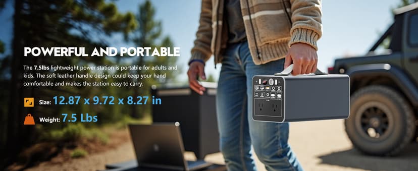 300W Portable Power Station, 299.7Wh Power Bank with AC Outlet, Dual Way 65W PD/USB-C Port, Laptop Charger Battery Pack Power Supply, Solar Generator for Camping Home Emergency