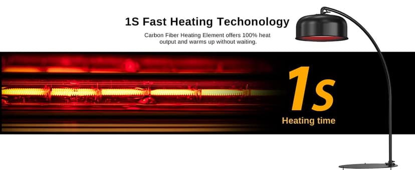 EAST OAK Patio Heater 3000W, Commercial Arch Outdoor Heater 3 Heat Settings, Tip-over & Overheat Protection, Instant Heat Electric Heater for Restaurant, Patio, Backyard, Garage, 240V Black