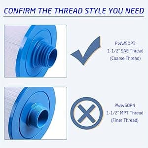 Malaka 2-Pack Spa Filter Compatible with PWW50P3 (not PWW50P4, not MPT Thread) 6CH-940 FC-0359 1.5'' SAE Thread/Coarse Thread φ6x8 inch Hot tub Filter Cartridge