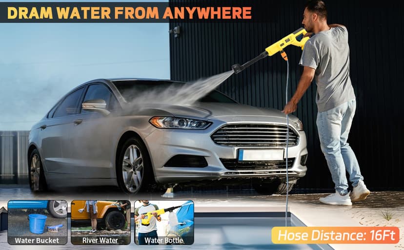 Cordless Pressure Washer for DeWalt 20V Max Battery, Portable Cordless Power Washer 1000PSI, Handheld Car Pressure Washer with 6-in-1 Nozzle for Patio Car Floor Fence Deck Indoor(Tool Only)