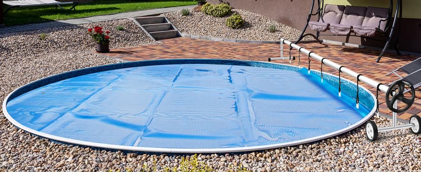 Goplus Pool Cover, 16 x 32 FT Solar Blanket with Carrying Bag for In-Ground and Above-Ground Swimming Pools, Rectangle Hot Tub SPA Thermal Blanket, Blue Bubble