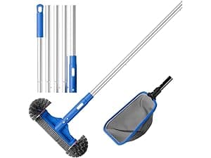 Sepetrel Deluxe Swimming Pool Cleaning Kit with Spa Jet Vacuum Cleaner,Brush, Semi-deep Skimmer Net & Adjustable 57.5-inch Pole,Ideal for Cleaning Above Ground,Inflatable Pools
