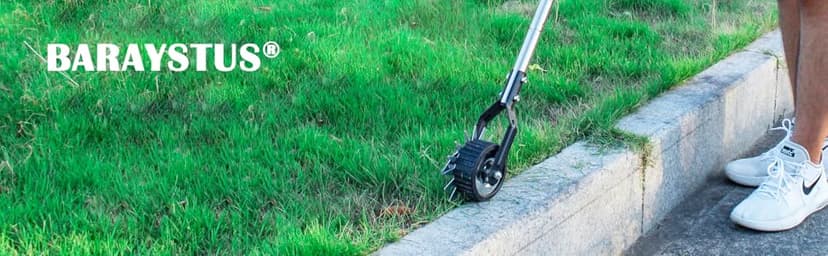 Wheel Rotary Edger Lawn Tool, Grass Edge Trimmer, Sidewalk Manual Lawn Edger, Strong 3 Sections Stainless Steel Handle with Cushion Grip, 58.3-Inch