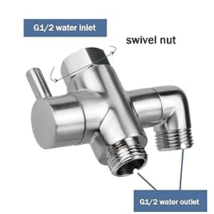 Shower Arm Diverter Valve Brass G1/2 3 Way Universal Bathroom Shower System Component Replacement for Handheld Shower Head and Fixed Spray Head, Brushed Nickel