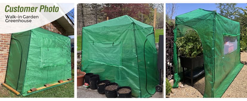 EAGLE PEAK 9x4 Lean-to Portable Walk-in Greenhouse, Pop-up Indoor Outdoor Garden Green House, Zippered Doors and Window, PE Cover, Green