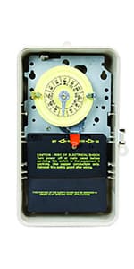 Intermatic T104P3 Mechanical Time Switch - Double Pole, Single Throw, NEMA 3R Enclosure - One-Hour Control, On/Off Trippers Included, High Motor Load Ratings