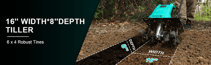Tiller 13.5AMP Rototiller for Garden Corded Electric Tiller Garden Electric Cultivator 8Inch Depth 16Inch Width Tiller for Garden Yard
