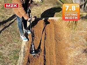 MZK 20V Cordless Tiller Cultivator with 24 Steel Tines,7.8-inch Wide Battery Powered Garden Cultivator, Mini Tiller for Gardening (2AH Battery and Charger Included)