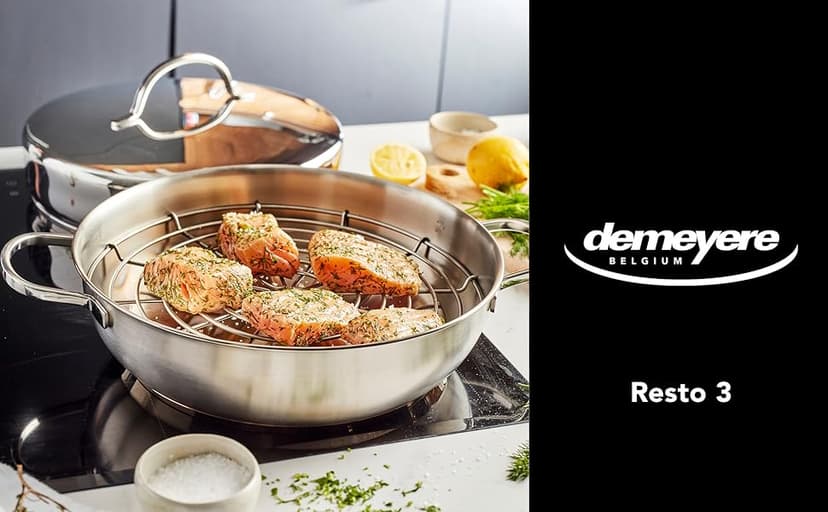 Demeyere Resto 4-pc Stainless Steel Stovetop Smoker Set, Silver, 11.5"