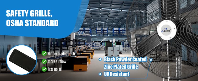 iLiving 30" Pedestal Outdoor Oscillating Fan with Misting kit - Shop, Greenhouse, Patio - 120V 1.8A 8400 CFM