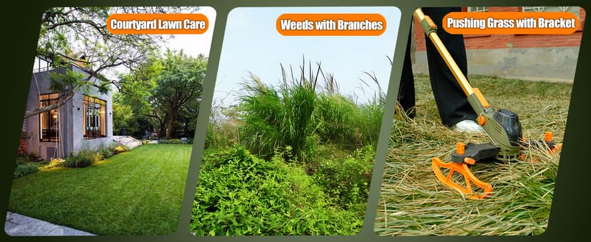 12-Inch Cordless String Trimmer & Edger, (2 x 21V 4.0Ah Electric Brush Cutter Battery Powered), with Auxiliary Bracket, Side Ball, 90° Rotary Head, Telescopic Handle, 3 Cutting Methods(WEG21T)