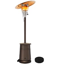 50,000 BTU Patio Heater for Outdoor Use With Adjustable Heat Focusing Top, Propane Patio Heater with Wheels, Stainless Steel Burner for Porch Garden Commercial Residential, Dark Brown