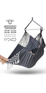 MIZTLI Hammock Chair Swing Indoor Hammock for Bedroom - Max 500 Lbs-Steel Spreader Bar with Anti-Slip Rings-Indoor & Outdoor