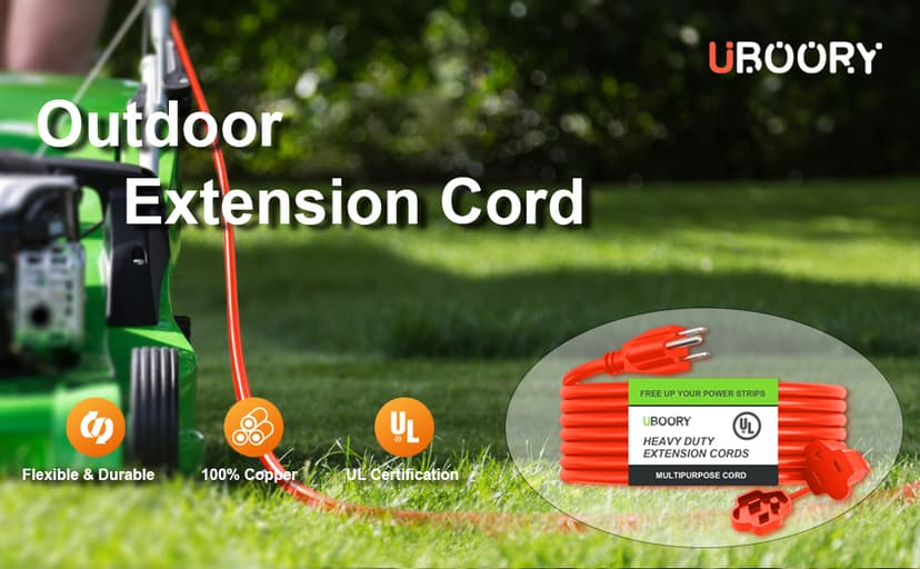 Outdoor Extension Cord Waterproof 100 FT, Orange 16/3 SJTW Heavy Duty, Flexible 100% Copper 3 Prong Extension Cord for Lawn, Garage,UL Listed