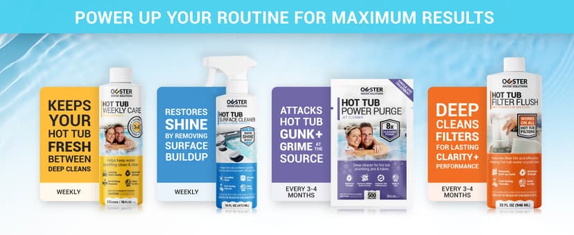 3in1 Weekly Hot Tub Cleaner, Conditioner, Clarifier - Hot Tub Chemicals for Standard & Inflatable Spas - Spa Chemicals for Crystal Clear & Sparkling Clean Water - Made in USA (4 Week Kit)