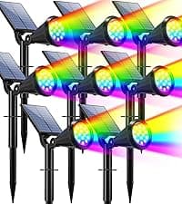 WELALO Solar Color Changing Spot Lights Outdoor, Waterproof Solar Christmas Lights with 9 Modes, Multicolor RGB Landscape Spotlights for Garden Yard Driveway Lawn Patio Pathway Decorations, 6 Pack