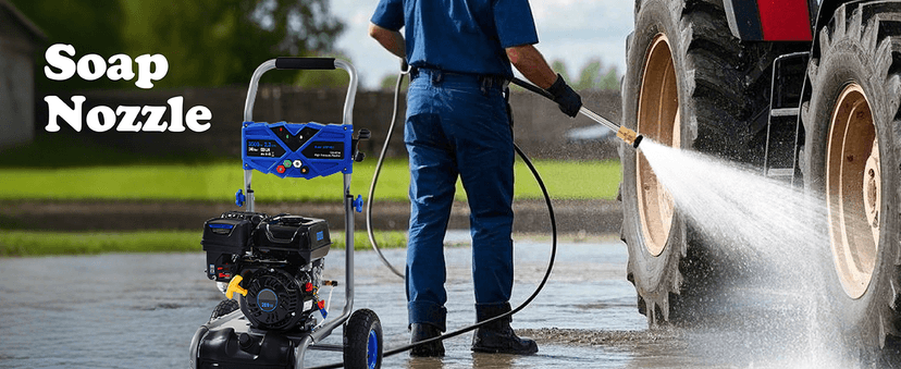 Gas Pressure Washer 3500 PSI, 2.3 GPM Heavy Duty High Power Washer,209CC 7HP Engine with 25Ft Pressure Hose, Axial Aluminum Pump, Soap Tank, 4 Quick Connect Nozzle (Blue)