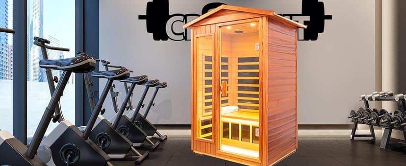 Outdoor Sauna 2 Person Infrared Sauna Far Infrared Saunas for Home 0-5 mg Low EMF Home Sauna Spa Mahogany Wood Sauna Room with Bluetooth Speakers, LED Reading Lamps, Chromotherapy Lights
