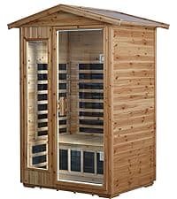 LTCCDSS Garner Outdoor Sauna 4 Person, Far Infrared Sauna, Low EMF Sauna Room for Home, Low EMF Heaters | Chromotherapys | Bluetooth Speakers | Canadian Hemlock | 59.1 * 82.7 * 48.4