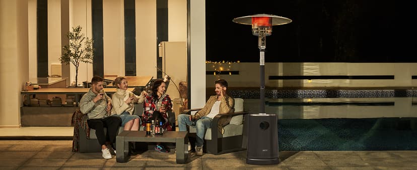 EAST OAK 50,000 BTU Patio Heater with Sand Box, Table Design, Double-Layer Stainless Steel Burner, Wheels, Triple Protection System, Outdoor Heater for Home and Residential, Polar Night