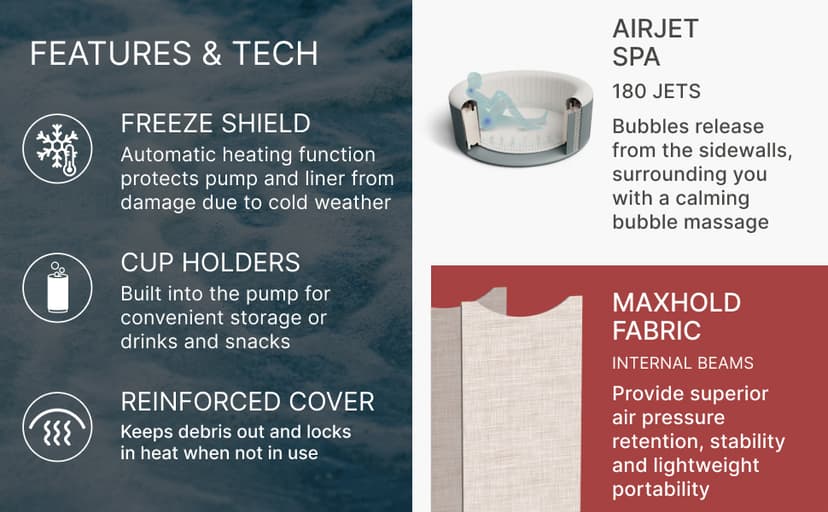 Coleman SaluSpa Sicily AirJet 7 Person Inflatable Hot Tub Round Portable Outdoor Spa with 180 Soothing AirJets and Insulated Cover, Gray