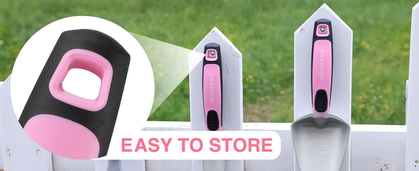 WORKPRO 5PCS Garden Tool Set, Powder Coating Compact Aluminum Gardening Tool Set with Repotting Mat, Outdoor Garden Hand Tools, Ideal Gardening Gift, Pink