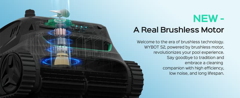 WYBOT S2 Inground Pool Vacuum up to 3230.Sq.ft, Cordless Robotic Pool Cleaner Lasts 210 Mins with Smart Navigation, Dual Filtration, Touch/APP Modes