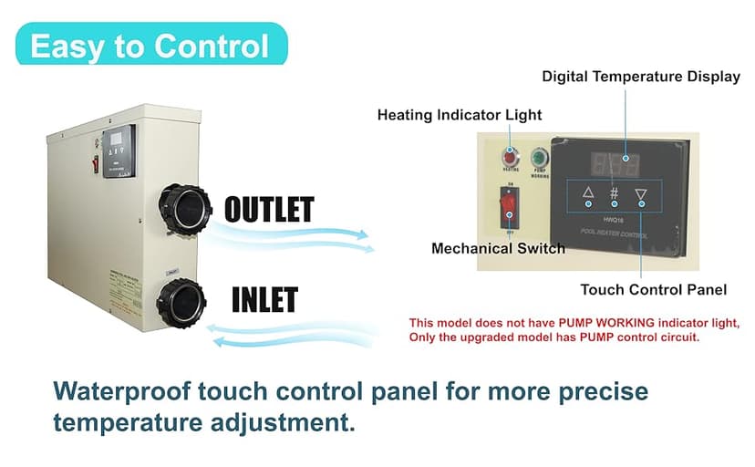 Upgrade Pool Heater-11KW 220V Thermostat Electric Swimming Pool Heater,Digital Touch Display Energy Efficient Pool Water Heater for Spa Relaxation, Bathtubs and Above Ground in-Ground Pools-11KW 220V