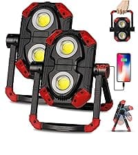 Yzoni Magnetic Light, Portable LED Work Light with 5 Light Modes, Magnetic Base Rechargeable Battery Operated COB Flashlight, Hold to Dim Flood Light for Car Repairing, Camping