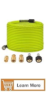 M MINGLE High Pressure Washer Hose Reel 150ft, Heavy Duty Steel Hose Reel, Manual Crank Power Washer Hose Reel with 3/8" Pressure Wash Whip Hose, Swivel Arm and Mounting Bracket, 4000 PSI