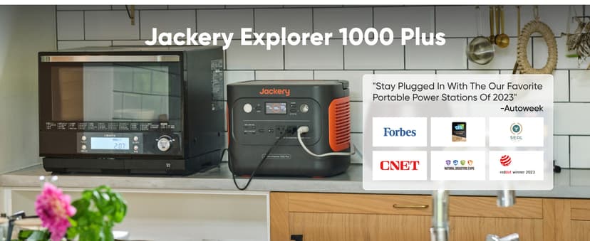 Jackery 1000 Plus Solar Generator, 1264Wh Portable Power Station with 2xSolarSaga 100W Solar Panels, 2000W Output Expandable Home Backup Power for Off-grid Living, Outdoor Camping and Exploration
