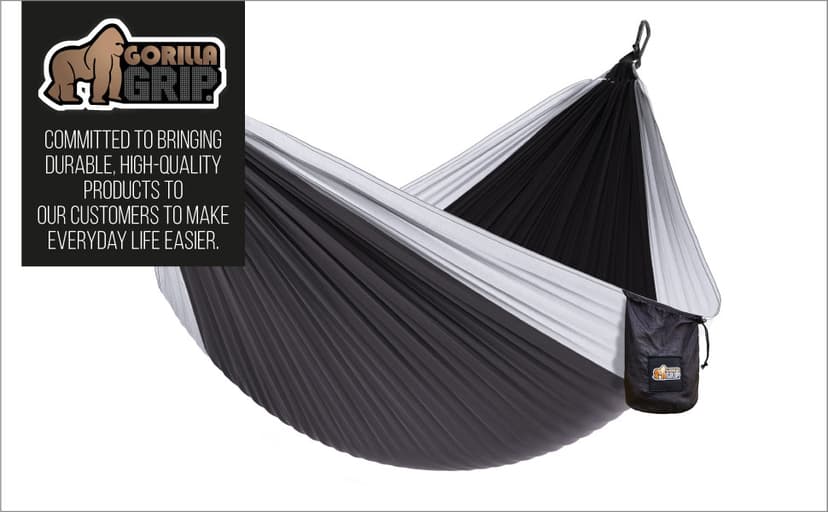 GORILLA GRIP Durable Portable Camping Hammock, Holds 400lbs with Heavy Duty Tree Straps, Comfortable Travel Swing, Camp Hammocks, Easy to Use and Install, Outdoor Essentials, Orange, 10x6.5 FT