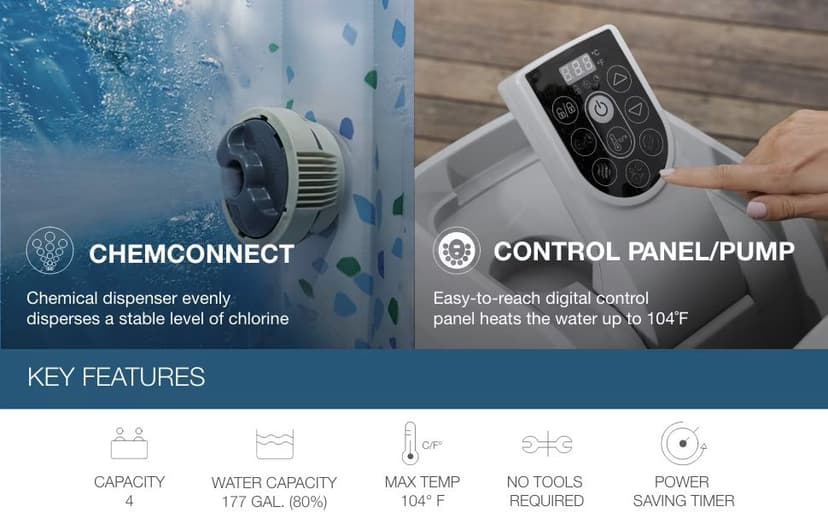 Coleman SaluSpa Miami AirJet 2 to 4 Person Round Inflatable Hot Tub Portable Outdoor Spa with 120 Soothing AirJets and Insulated Cover, Black