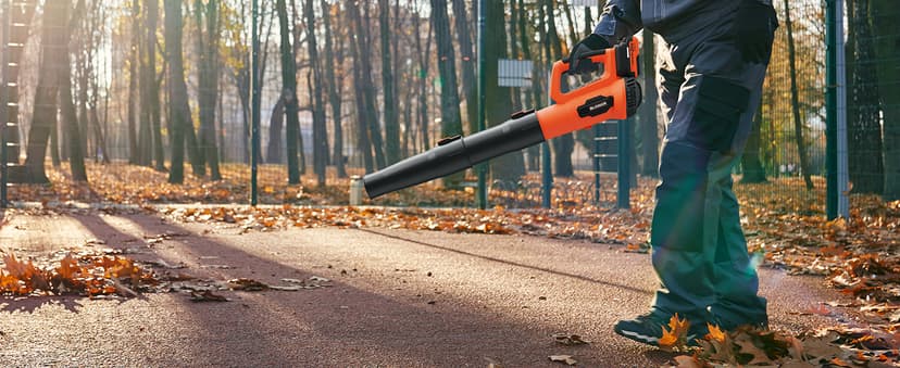 Leaf Blower, 21V Cordless Electric Blower with 2 2.0Ah Batteries and 1 Hour Fast Charger, Lightweight Leaf Blower for Patio Cleaning, Lawn Care, Blowing Fallen Leaves and Dust, etc.