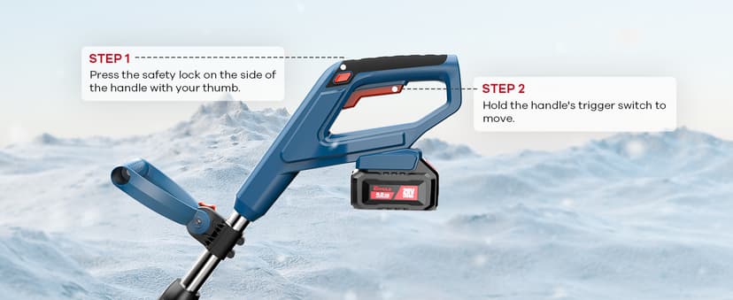 Eletric Snow Shovel, 20V | 12-Inch | 4-Ah Cordless Snow Blower, Battery Powered Snow Blower with Directional Plate & Adjustable Front Handle (4-Ah Battery & Quick Charger Included)