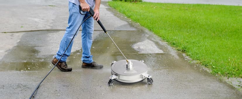 Hourleey 14" Pressure Washer Surface Cleaner, Stainless Steel Surface Cleaner with 4 Wheels for Concrete, Patio, Sidewalk, Deck, Pathway 1/4" Quick Connector, 2 Extension Wand, 4000 PSI