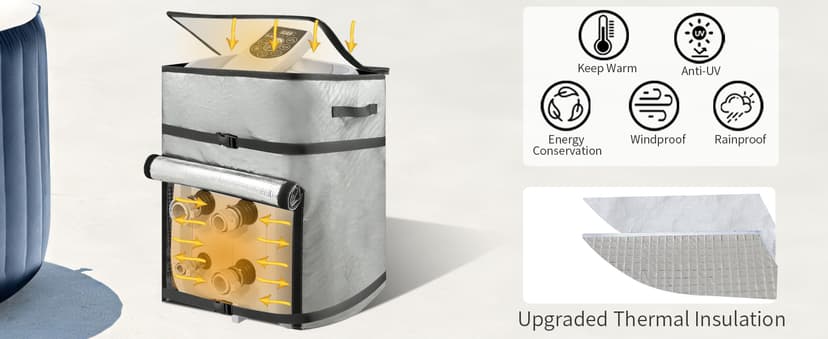 UCEDER Insulated Inflatable Hot Tub Spa Heater Pump Cover with Clear PVC Window, Energy-Saving and Eco-Friendly Insulation for Winter Freeze Protection