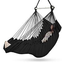 Outerman Hammock Chair, Hanging Chair with 3 Cushions and Foot Rest Support, Sturdy Metal Spreader Bar Max 500Lbs, Swing Chair for Bedroom, Indoor & Outdoor, Patio, Porch or Tree(Black)…