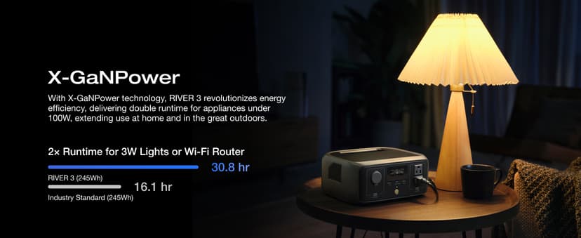 EF ECOFLOW Portable Power Station RIVER 3, 245Wh LiFePO4 Battery Power Station, 300W Up to 600W AC Output, <20 MS UPS & <30 dB, 1Hr Fast Charging Solar Generator for Outdoor/Camping/Home Use